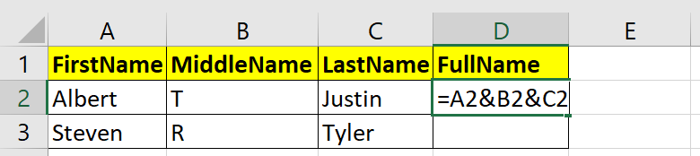 Concatenate string using ampersand operator 