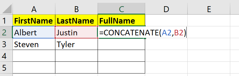 Concatenate Strings in Excel using function