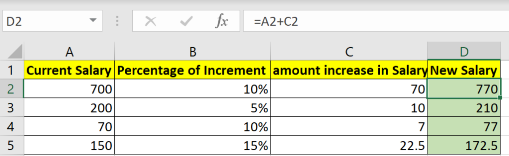 New salary calculation in excel