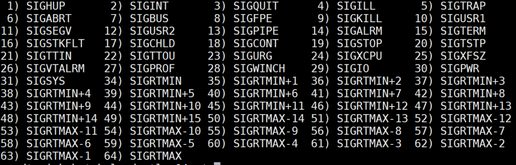 Kill command signals in Linux