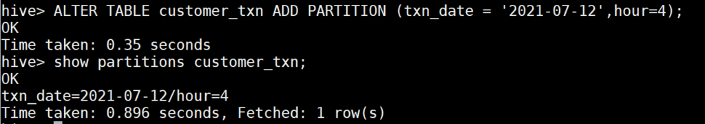 Alter table to add hourly partition in Hive