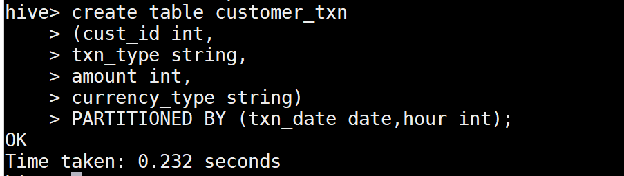 Create table with hourly partition in Hive