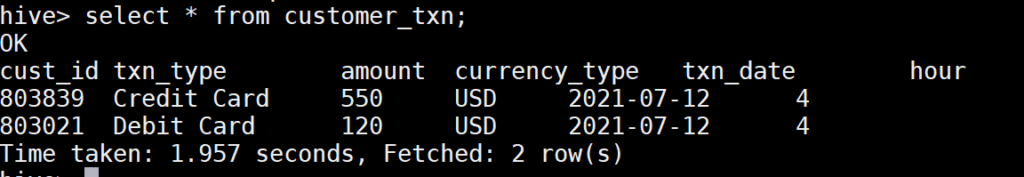 Select values from hourly partitioned table in hive