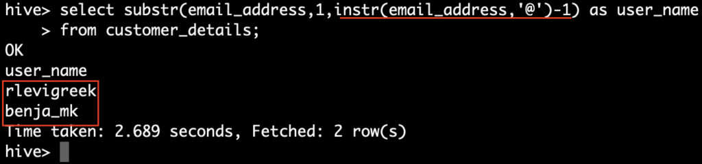 Subtract instr position value in Hive