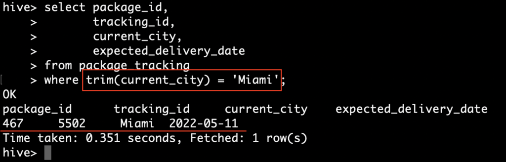 trim function to remove space in Hive