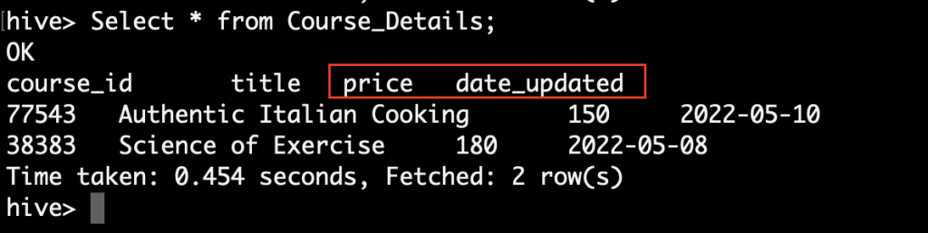 Select data in Hive