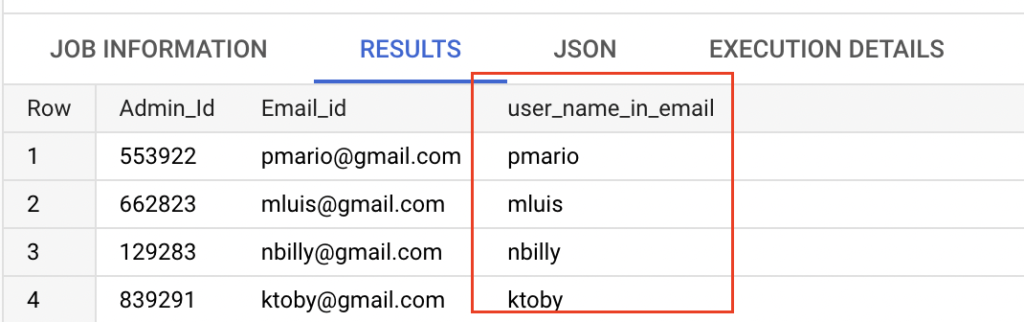 Extract user name from email address