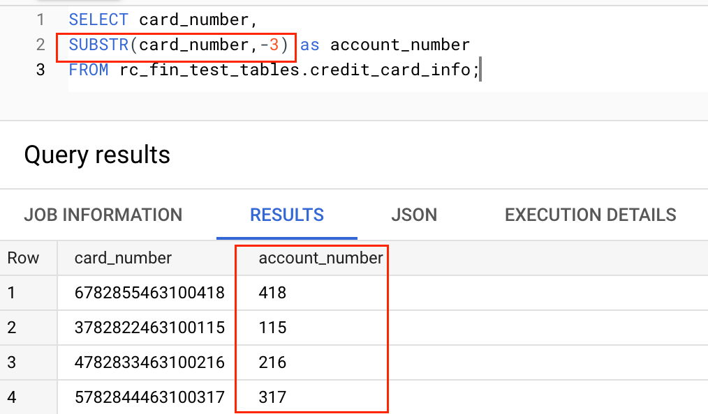 Last few character using substring function in BigQuery