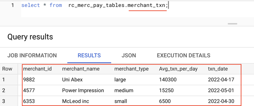 Create view example in BigQuery