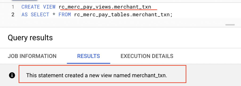 CREATE VIEW statement in BigQuery