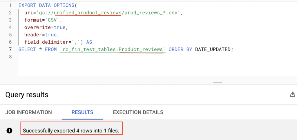 Export data from BigQuery to Cloud storage