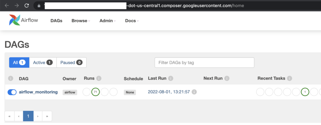 Airflow Home Page in Cloud Composer
