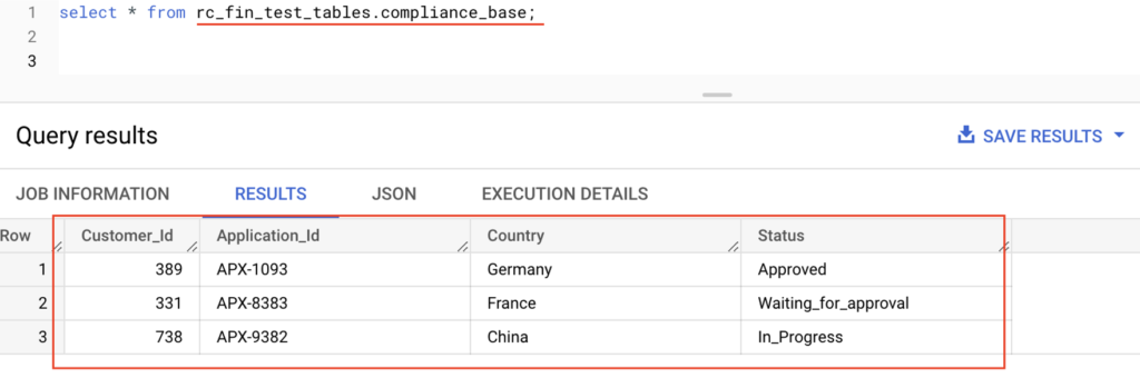 BigQuery table : compliance_base