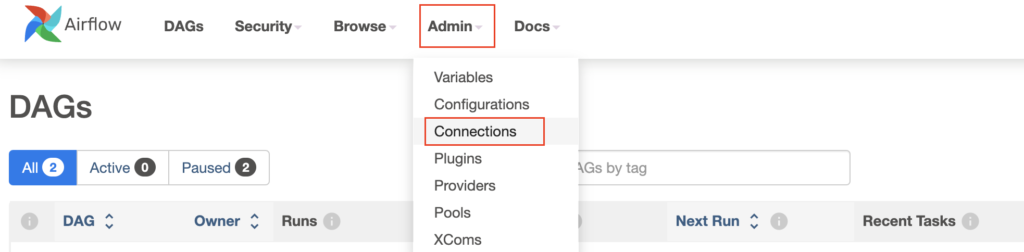 Create Connections in Airflow Web UI