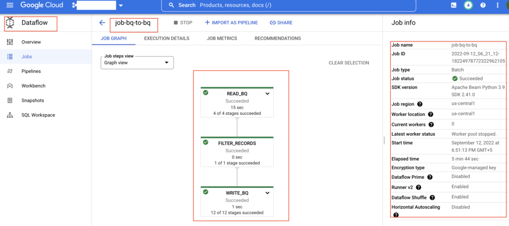 BigQuery to BigQuery job in GCP dataflow